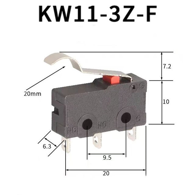 Mini Limit Switch Button 10 PCS Micro Switch 2/3Pin NO/NC Mini Limit Switch 5A 250VAC KW11-3Z R ...