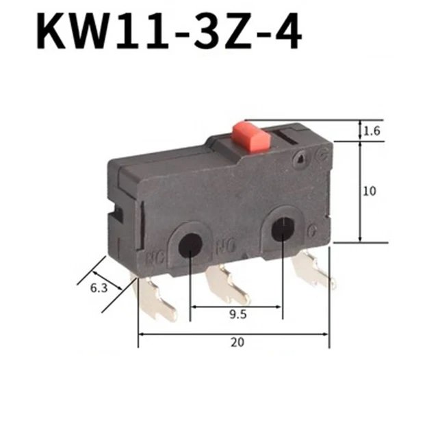 10 PCS Micro Switch 2/3Pin NO/NC Mini Limit Switch 5A 250VAC KW11-3Z Roller Arc lever Snap Action Push Micro switches - JIVTO