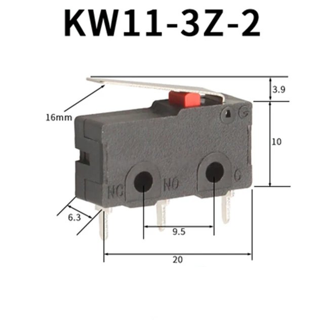 10 PCS Micro Switch 2/3Pin NO/NC Mini Limit Switch 5A 250VAC KW11-3Z Roller Arc lever Snap Action Push Micro switches - JIVTO