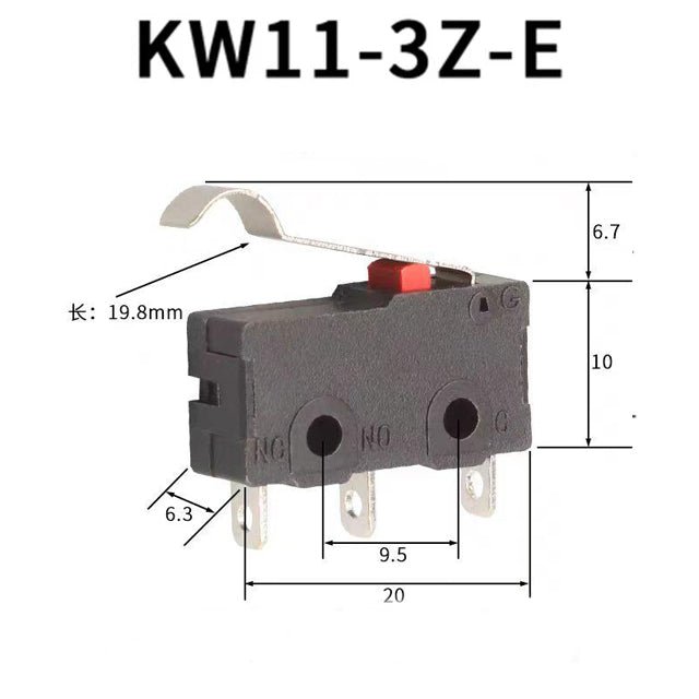 10 PCS Micro Switch 2/3Pin NO/NC Mini Limit Switch 5A 250VAC KW11-3Z Roller Arc lever Snap Action Push Micro switches - JIVTO