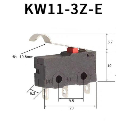 10 PCS Micro Switch 2/3Pin NO/NC Mini Limit Switch 5A 250VAC KW11-3Z Roller Arc lever Snap Action Push Micro switches - JIVTO
