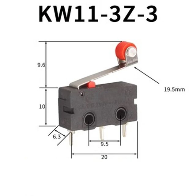 10 PCS Micro Switch 2/3Pin NO/NC Mini Limit Switch 5A 250VAC KW11-3Z Roller Arc lever Snap Action Push Micro switches - JIVTO