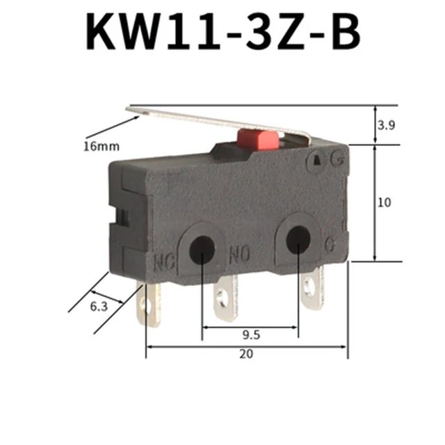 10 PCS Micro Switch 2/3Pin NO/NC Mini Limit Switch 5A 250VAC KW11-3Z Roller Arc lever Snap Action Push Micro switches - JIVTO