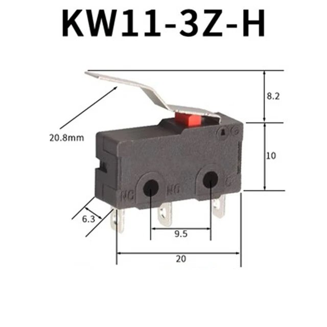 10 PCS Micro Switch 2/3Pin NO/NC Mini Limit Switch 5A 250VAC KW11-3Z Roller Arc lever Snap Action Push Micro switches - JIVTO
