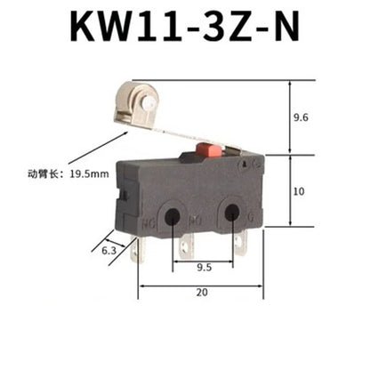 10 PCS Micro Switch 2/3Pin NO/NC Mini Limit Switch 5A 250VAC KW11-3Z Roller Arc lever Snap Action Push Micro switches - JIVTO