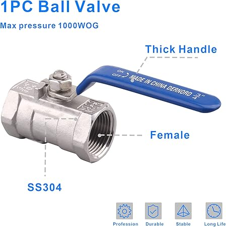 1 PC Stainless Steel Ball Valve – NPT Female x Female | JIVTO®