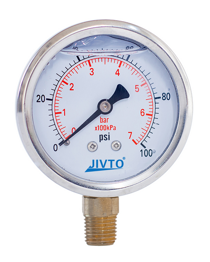 2.5” Pressure Gauge - 1/4 NPT Lower Mount | JIVTO®