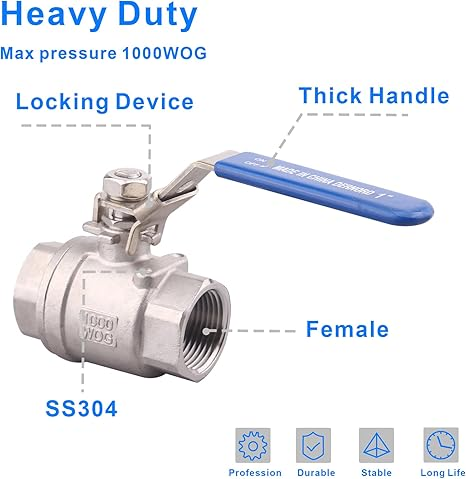 2PC 304SS Ball Valve-NPT(F/F) | JIVTO®