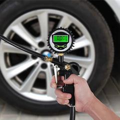 Digital LCD Display Inflation Monitoring Manometer Car EU Tire Air Pressure Inflator Gauge LED Backlight Vehicle - JIVTO