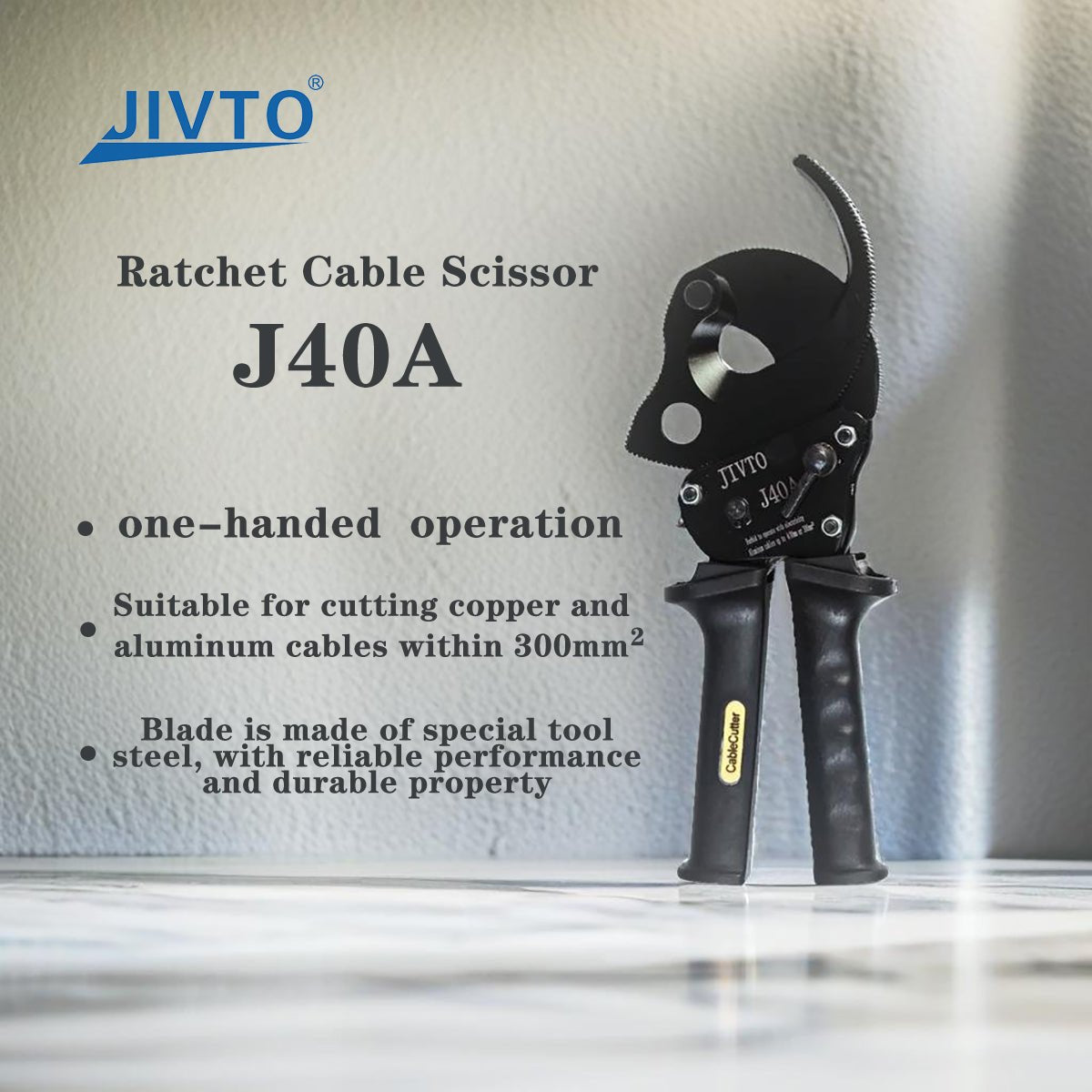 J40A Ｎew Steel Ratchet Cable Cutter Hand Wire Ratcheting Cutting Tool Up To 300 mm² - JIVTO