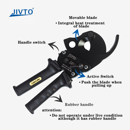 J40A Ｎew Steel Ratchet Cable Cutter Hand Wire Ratcheting Cutting Tool Up To 300 mm² - JIVTO