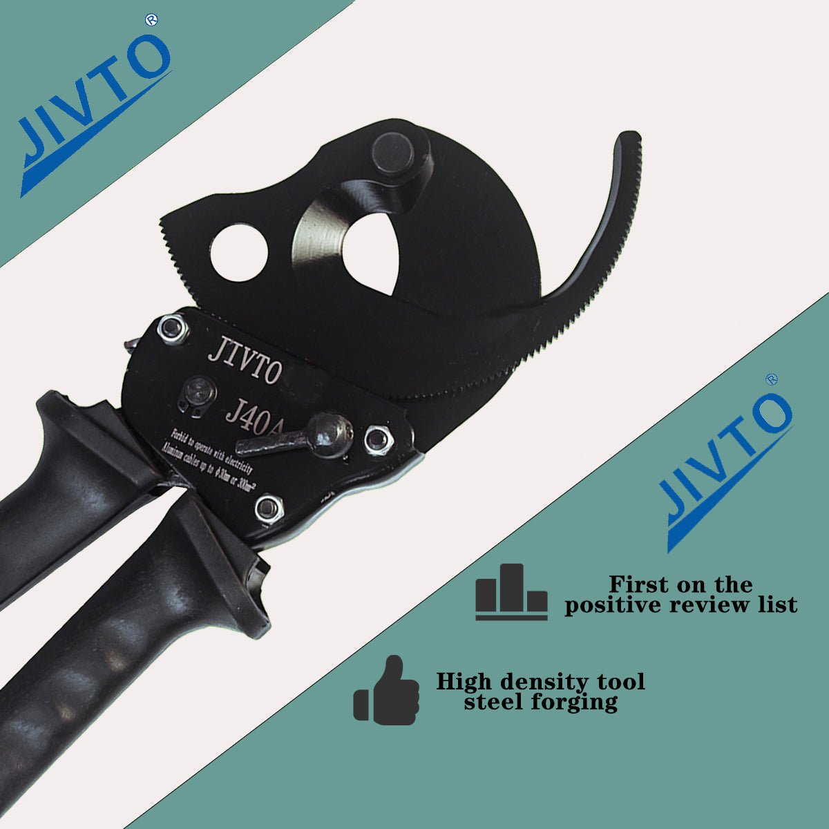 J40A Ｎew Steel Ratchet Cable Cutter Hand Wire Ratcheting Cutting Tool Up To 300 mm² - JIVTO
