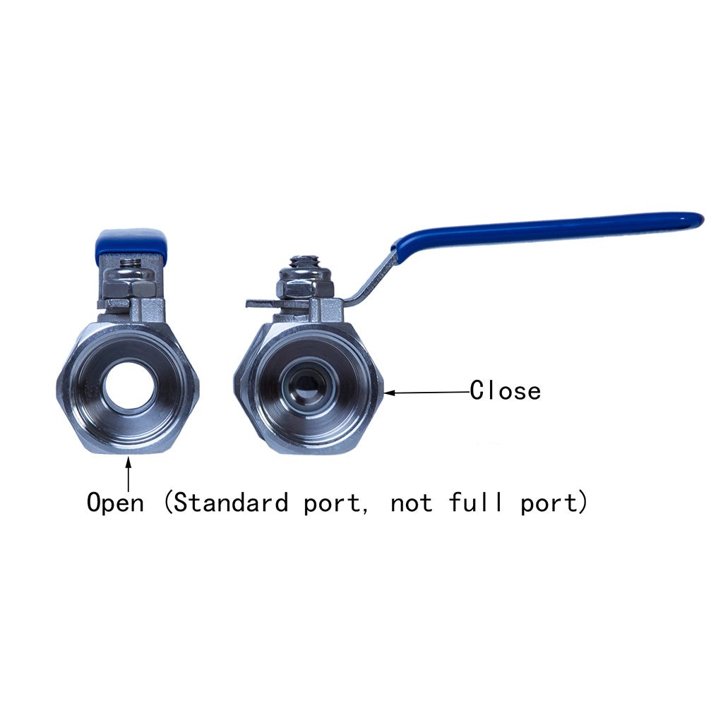 JIVTO 1 PC Stainless steel ball valve, NPT female to female, standard port valve - JIVTO