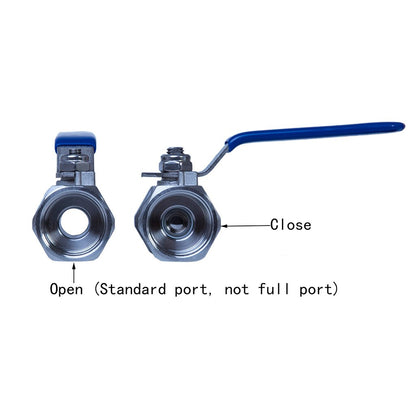JIVTO 1 PC Stainless steel ball valve, NPT female to female, standard port valve - JIVTO