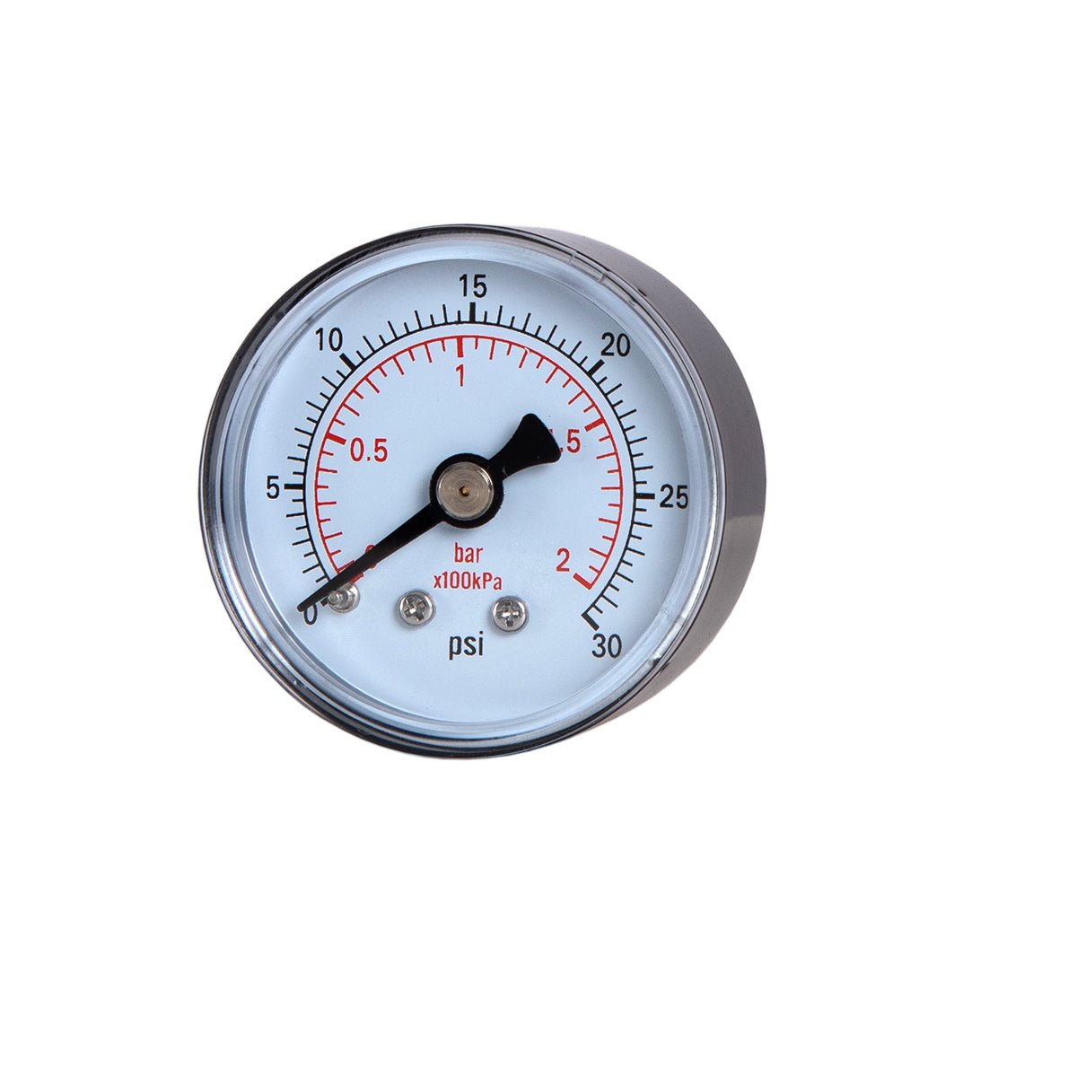 JIVTO Dry Pressure Gauge, 1-1/2" Dia,30, 60 Psi & Bar, 1/8" BSPT Back Mount, PC window - JIVTO