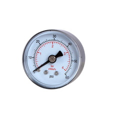 JIVTO Dry Pressure Gauge, 1-1/2" Dia,30, 60 Psi & Bar, 1/8" BSPT Back Mount, PC window - JIVTO