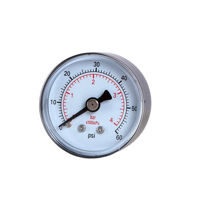 JIVTO Dry Pressure Gauge, 2" Dia, 60 Psi & Bar, 1/4" BSPT Back Mount, PC window - JIVTO