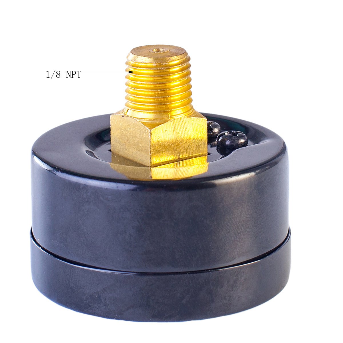 JIVTO Dry Pressure Gauge, Steel case and Ring, 1-1/2" Dia,30, 60, 100 Psi & Bar, 1/8" NPT Back Mount, Glass window - JIVTO