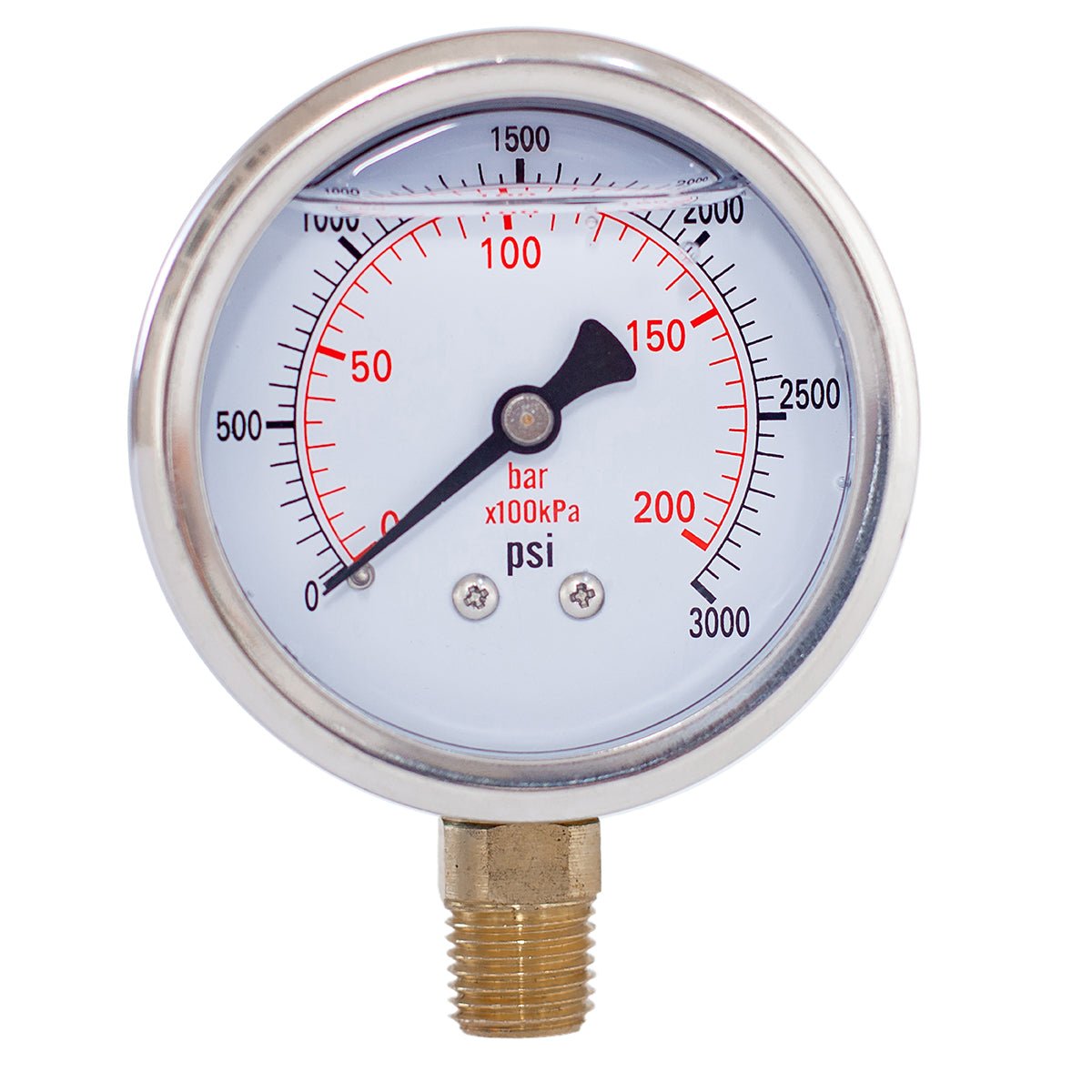 JIVTO Pressure Gauge, Liquid Filled,2-1/2 inch Dia, double scale,1/4 NPT Lower Mount - JIVTO