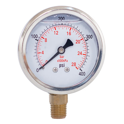 JIVTO Pressure Gauge, Liquid Filled,2-1/2 inch Dia, double scale,1/4 NPT Lower Mount - JIVTO