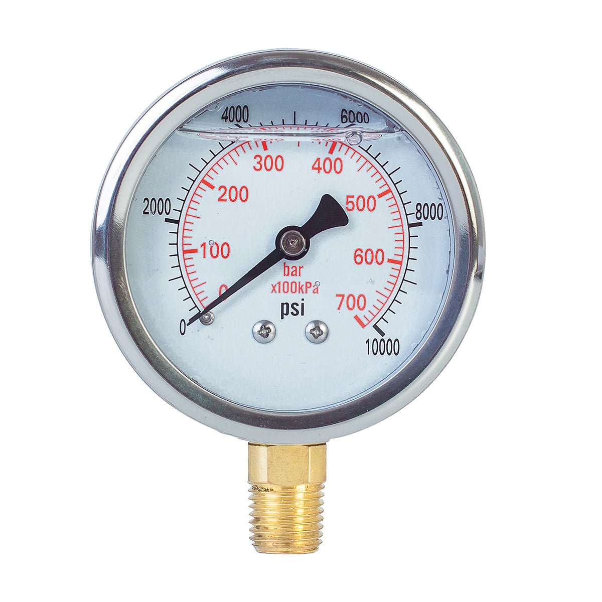 JIVTO Pressure Gauge, Liquid Filled,2-1/2 inch Dia, double scale,1/4 NPT Lower Mount - JIVTO