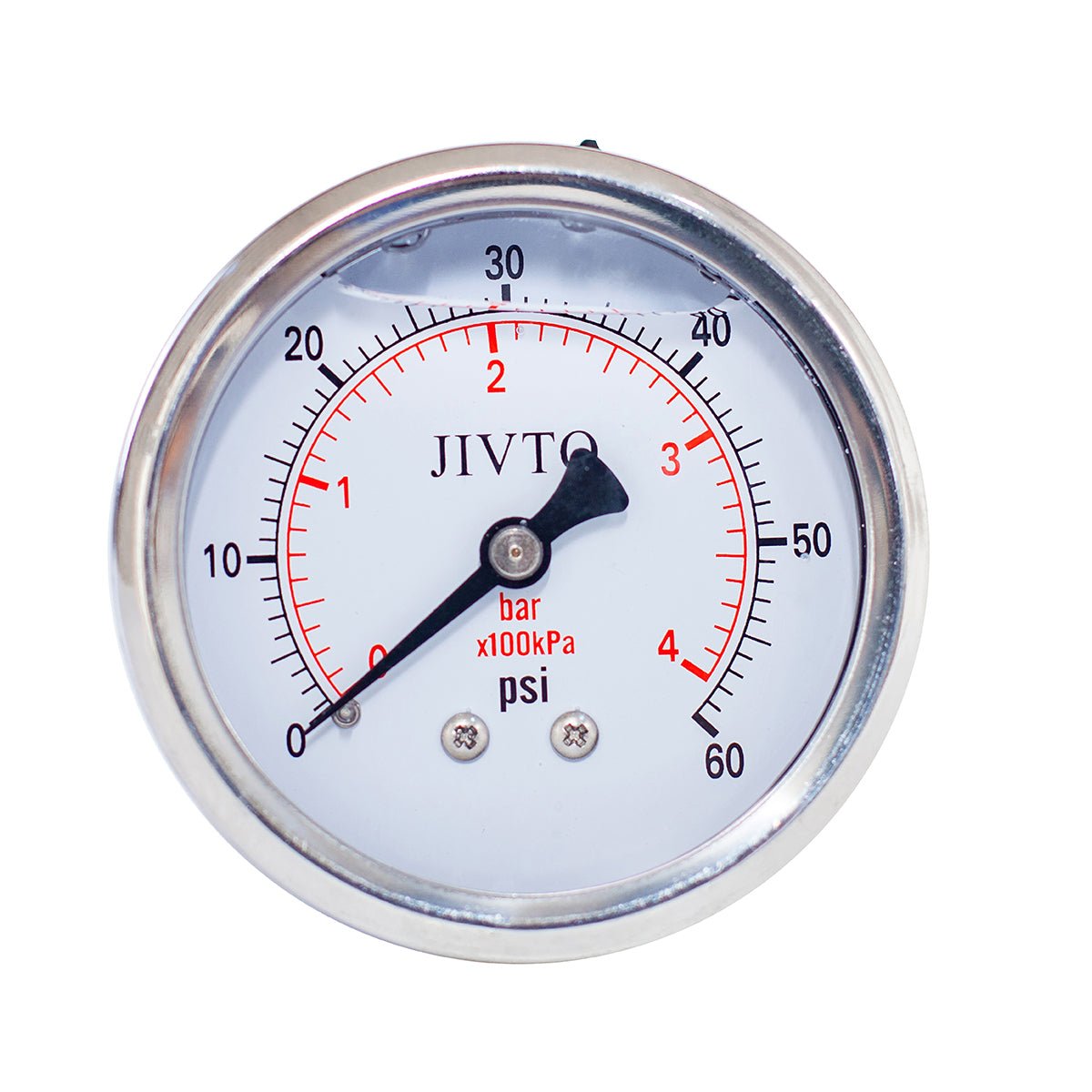 JIVTO Pressure Gauge,Liquid Filled, 2-1/2 inch Dia,double scale,1/4 NPT Back Mount - JIVTO