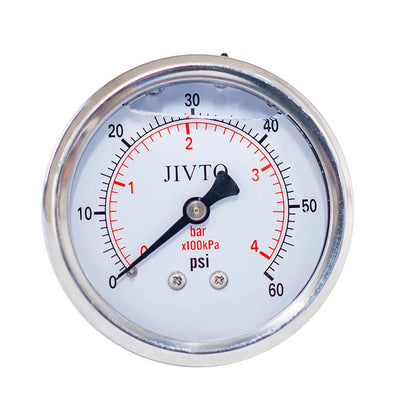 JIVTO Pressure Gauge,Liquid Filled, 2-1/2 inch Dia,double scale,1/4 NPT Back Mount - JIVTO