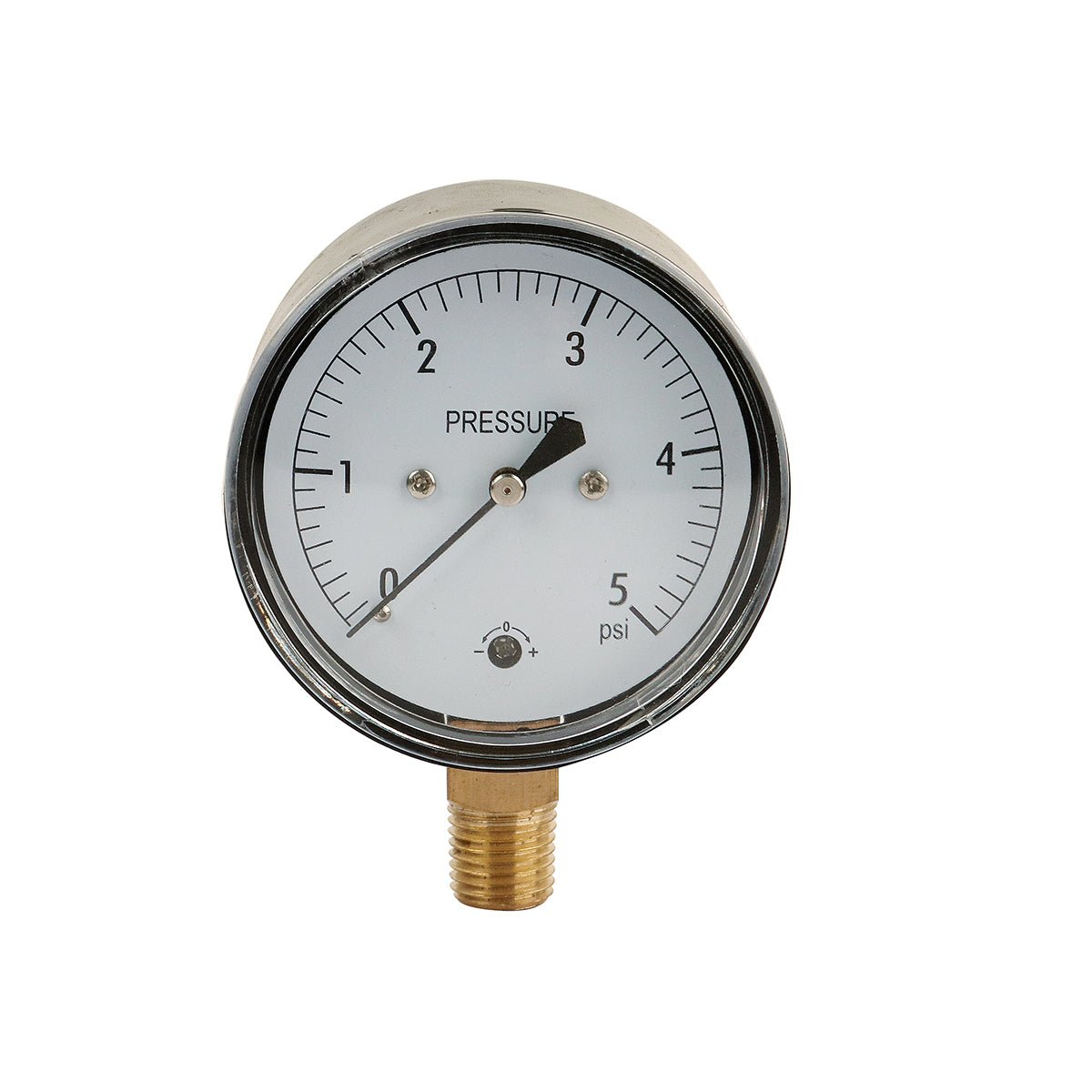 Low Capsule Pressure Gauge, 2-1/2" Dial, 1/4" NPT Brass Connection (Bottom Mount), Zero Adjustment, Safety Glass Window, Black Steel case - JIVTO