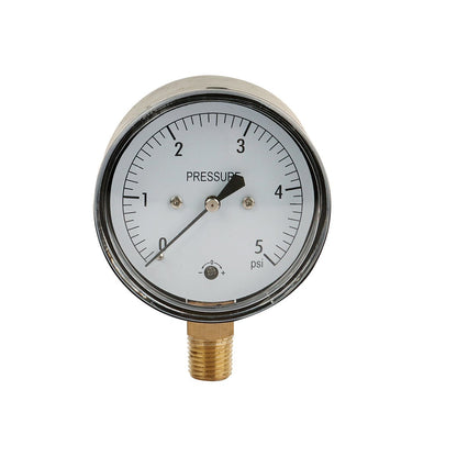Low Capsule Pressure Gauge, 2-1/2" Dial, 1/4" NPT Brass Connection (Bottom Mount), Zero Adjustment, Safety Glass Window, Black Steel case - JIVTO