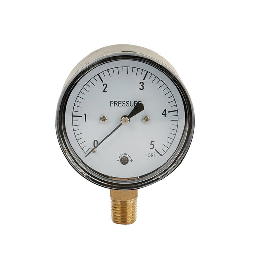 Low Capsule Pressure Gauge, 2-1/2" Dial, 1/4" NPT Brass Connection (Bottom Mount), Zero Adjustment, Safety Glass Window, Black Steel case - JIVTO