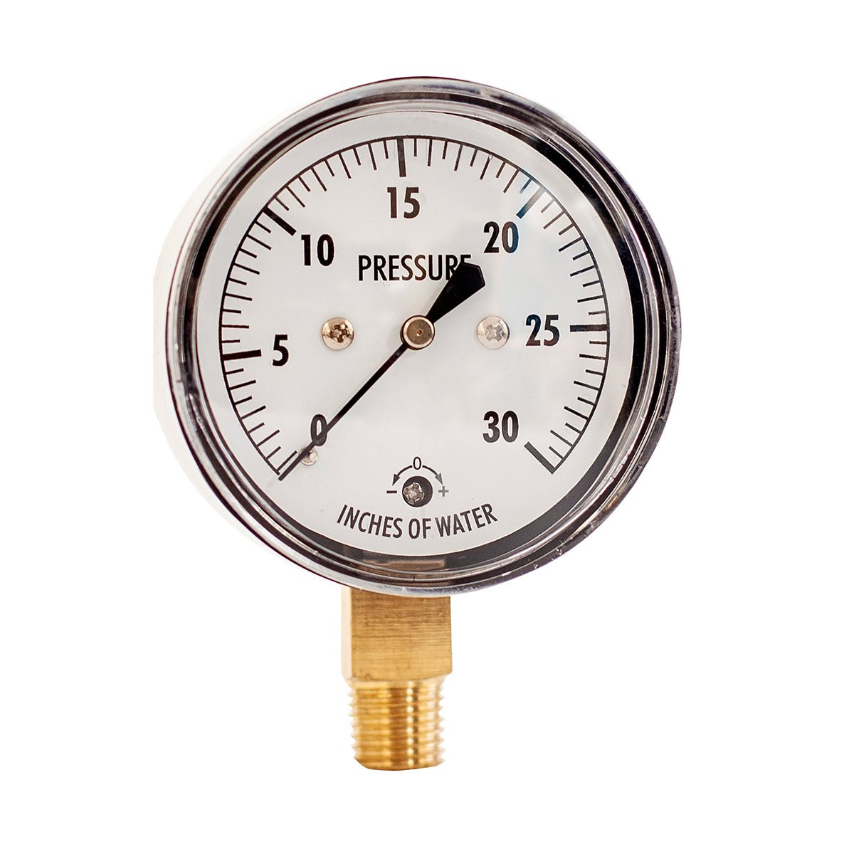 Low Capsule Pressure Gauge, 2-1/2" Dial, 1/4" NPT Brass Connection (Bottom Mount), Zero Adjustment, Safety Glass Window, Black Steel case - JIVTO