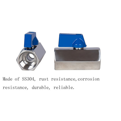 Stainless Steel Mini Ball Valve 1/8" 1/4" 1/2" NPT Female To Female Connection ( Pack of 2) - JIVTO