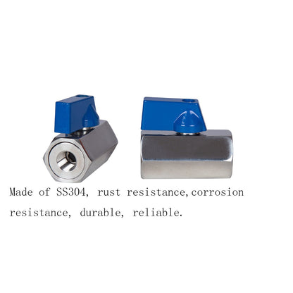 Stainless Steel Mini Ball Valve 1/8" 1/4" 1/2" NPT Female To Female Connection ( Pack of 2) - JIVTO