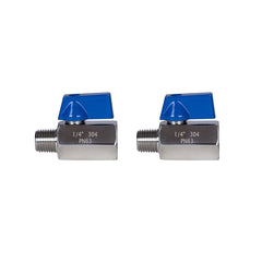 Stainless Steel Mini Ball Valve 1/8" 1/4" 1/2" NPT Male to Female Connection ( Pack of 2) - JIVTO
