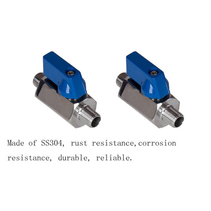 Stainless Steel Mini Ball Valve 1/8" 1/4" 1/2" NPT Male to male Connection ( Pack of 2) - JIVTO