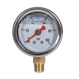 Fuel pressure gauge with 1/8 NPT lower mount and 1-1/2 dial
