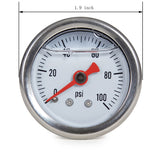 The dimension of 1-1/2" fuel pressure gauge with NPT 1/8" back mount 