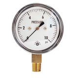 2-1/2" low capsule pressure gauge with 10 psi and 1 /4 NPT lower mount