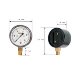 dimension of low capsule pressure gauge with 10 psi and 1/4 NPT lower mount