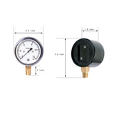 dimension of low capsule pressure gauge with 15 psi and 1/4 NPT lower mount
