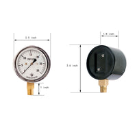 dimension of low capsule pressure gauge with 30 IWC and 1/4 NPT lower mount