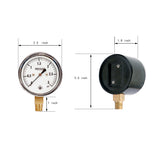 dimension of low capsule pressure gauge with 3 psi and  1/4 NPT lower mount 