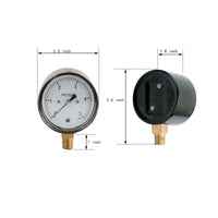 dimension of low capsule pressure gauge with 5 psi and 1/4 NPT lower mount