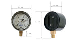 The dimension of 2-1/2" low pressure gauge with 15 IWC