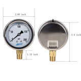 The dimension of liquid pressure gauge with 200 psi 
