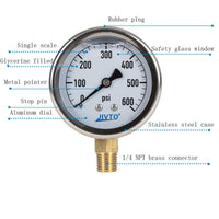 liquid pressure gauge with 600 psi 