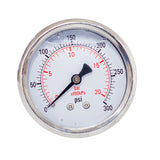 2-1/2" liquid filled pressure gauge with 300 psi and 1/4 NPT back mount